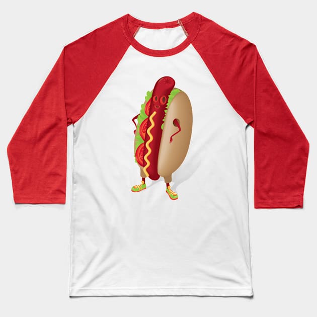 Happy Hotdog Baseball T-Shirt by OlyaYang